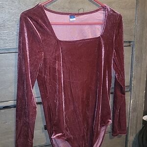 Old Navy Velvet Bodysuit in Burgundy